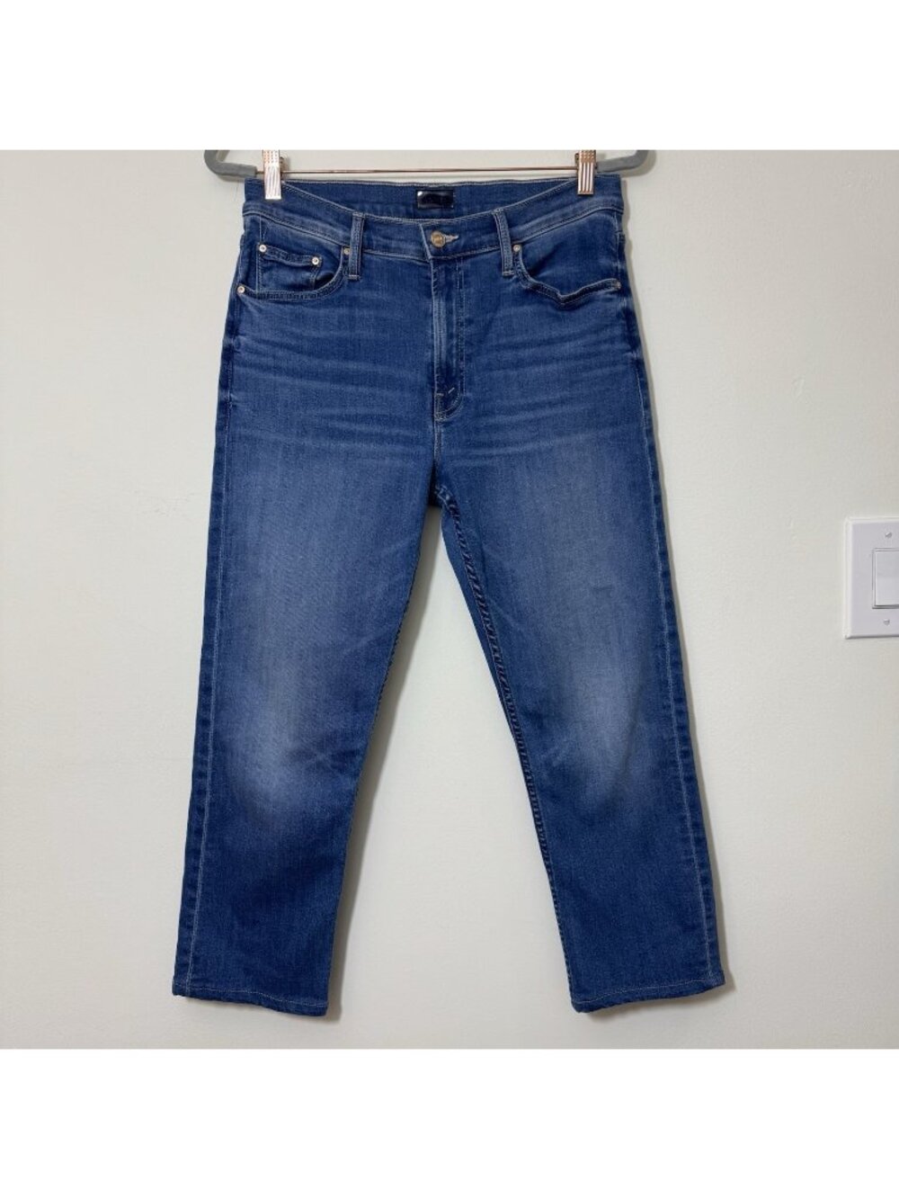 Mother Women's Mid Rise Rider Ankle Jeans Size 31 Lhasa Love Straight Leg